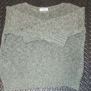 ViaVital Speckled Made in Italy Ladie's Wool Blend Olive Knit Sweater.